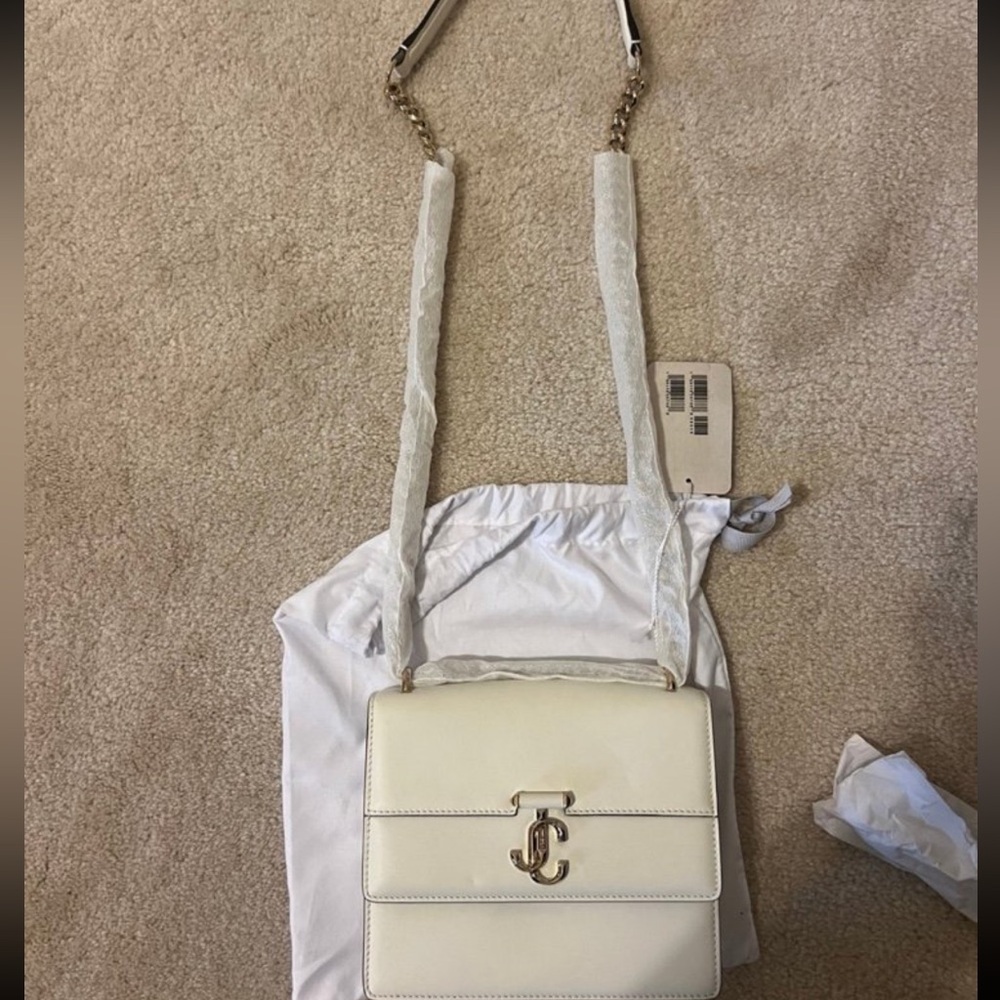 Jimmy Choo White Crossbody Bag with Gold Chain